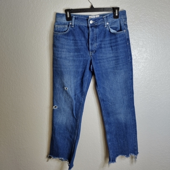 Free People We the Free Maggie Ripped Ankle Straight Leg Jeans sz 27 - Picture 3 of 9